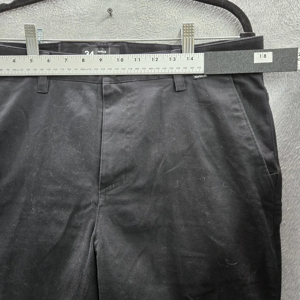 Hurley Men Pants 34 Black Chino BV1696 Casual Button 31